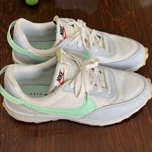 Nike White and Light Green Athletic Shoes